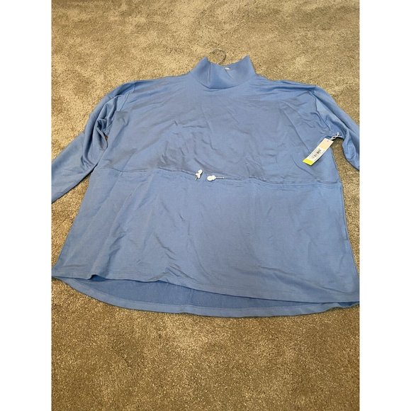 NWT Summersalt Softest French Terry Cinch Waist Pullover Top Blue Large - Picture 2 of 8